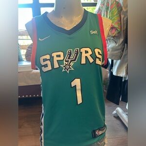 NBA Spurs Teal Jersey with Red Accents